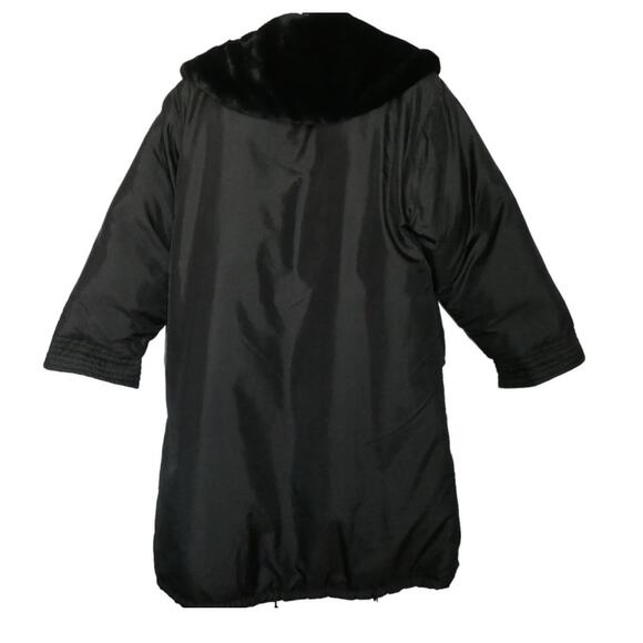 Triple Fat Goose Duck Black Down Puffer Stadium Coat Faux Fur Collar Size Small - Picture 2 of 13